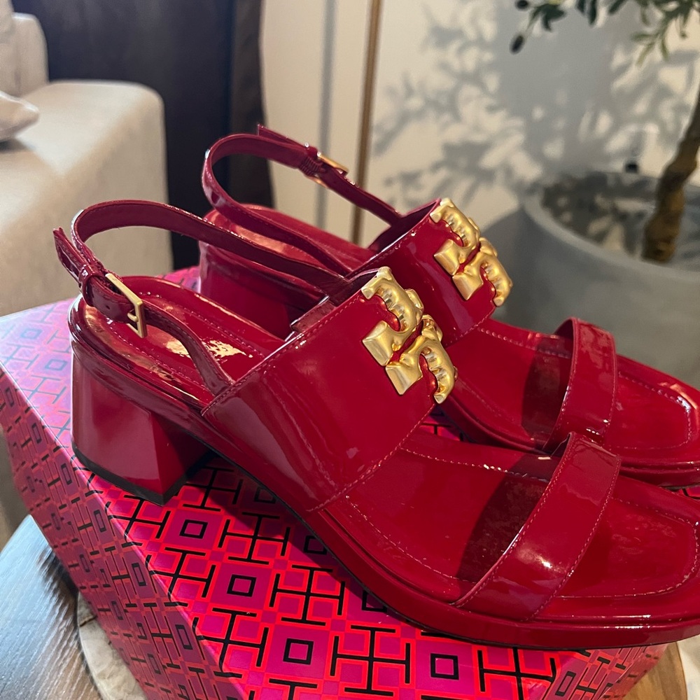 Tory Burch Red Patent Leather Sandals
